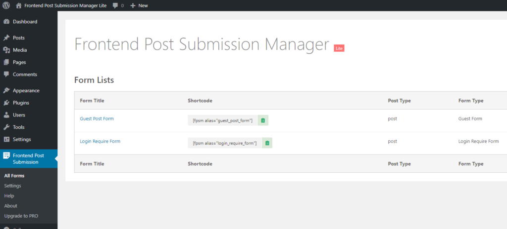 Frontend Post Submission forms