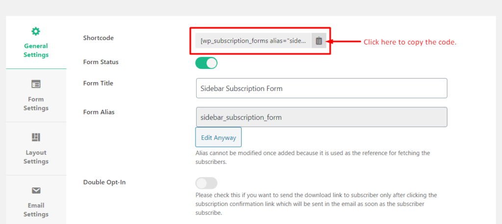 WP Subscriptions Forms Shortcodes