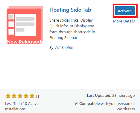 Activate the floating side tab plugin