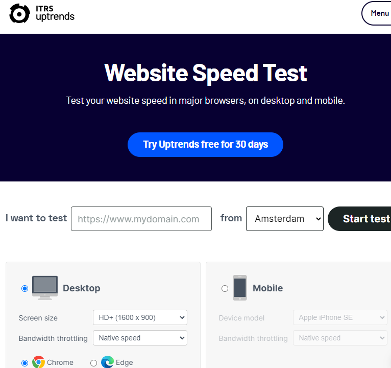 Uptrends- to check your webside speed and performance