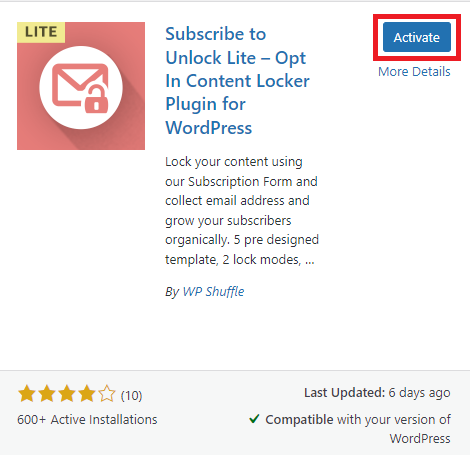 activating subscribe to unlock lite plugin