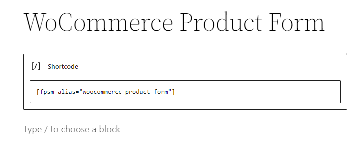 WooCommerce Product Form