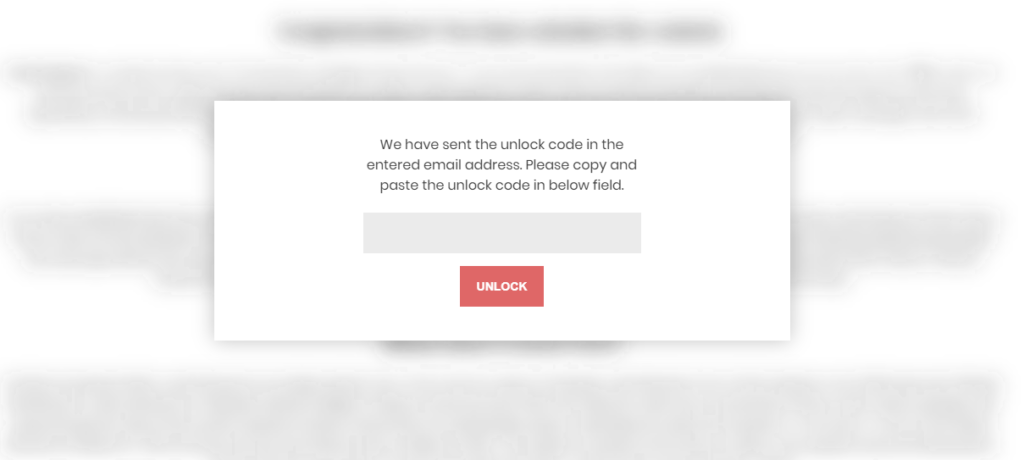unlocking content with code verification