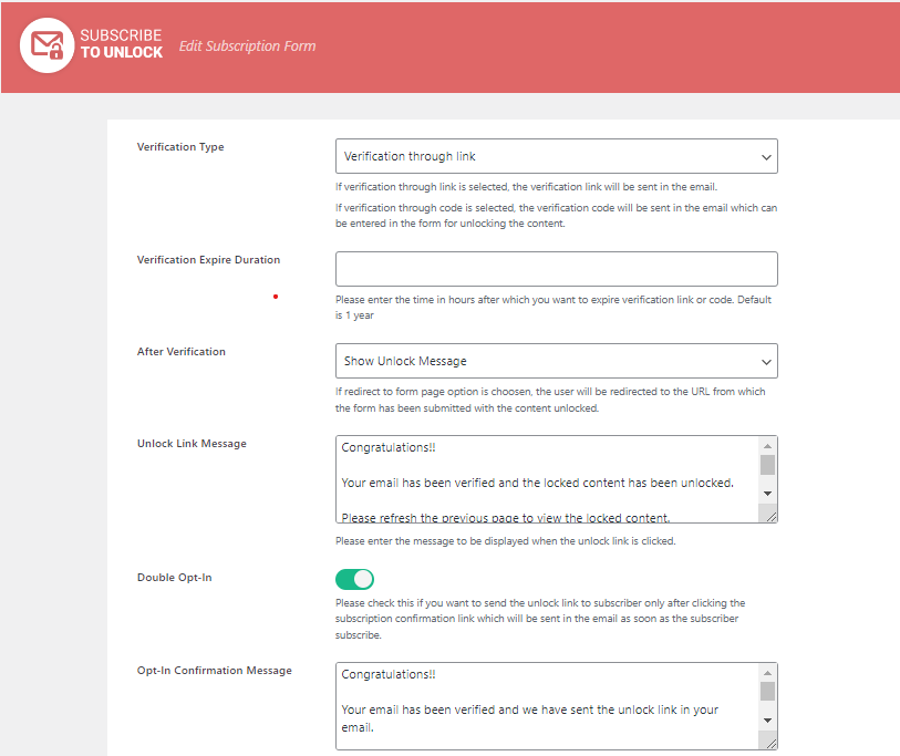 enabling verification and double opt-in