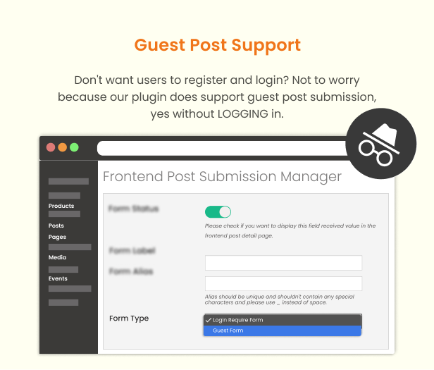 Frontend post submission manager