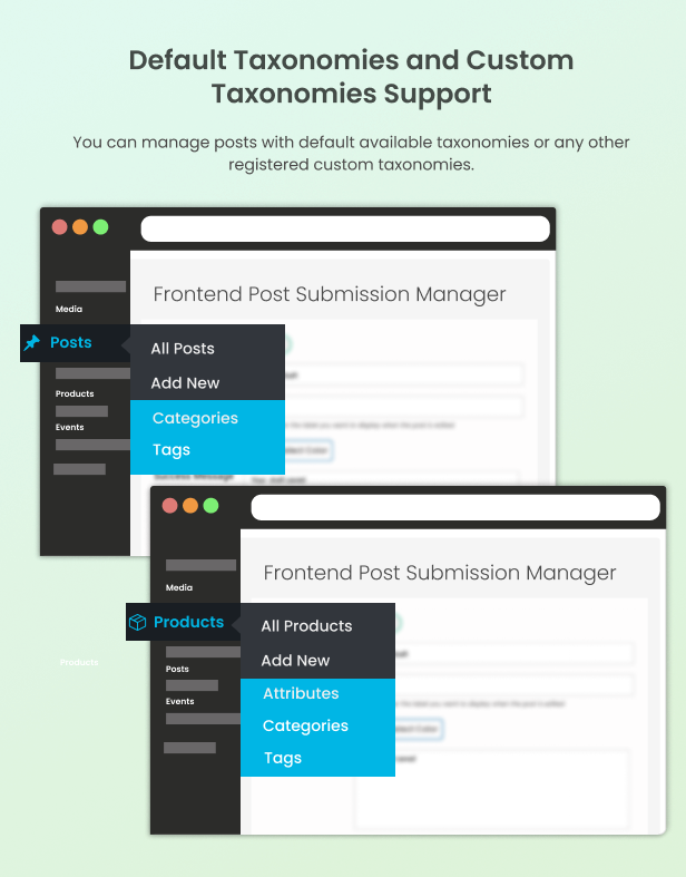 Frontend post submission manager